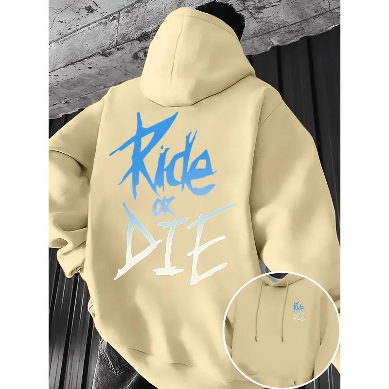 Felpa con cappuccio da uomo con stampa lettering Ride or Die Pullover per adulti Felpa Street Casual Comoda Hip-Hop Manica Lunga