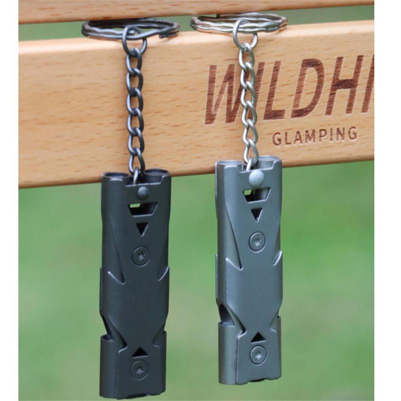 150DB Double Tube High-frequency High Decibel Survival Whistle Outdoor Rescue Steel Metal Survie Accessories Hiking Tool Travel