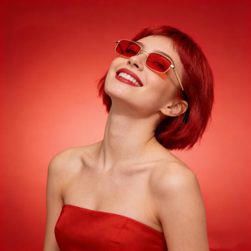 

Y2K Small Rectangle Sunglasses Women Metal Frame Vintage Retro Blue Tinted Lens Shades UV400 2026 Fashion Eyewear Oculos De Sol красный