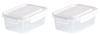 Asvel Unix Dicht schließender Aufbewahrungsbehälter, Groß, Rechteckig, 3322, Behälter, 2er-Pack, Weiß,