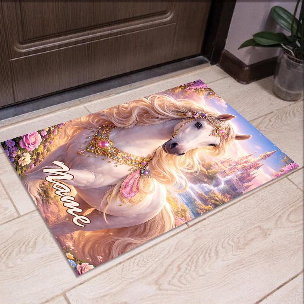 Custom Name Horse Printed Carpet,Rug for Office Chair Living Room Bedroom Kitchen Room Decor Gifts.
