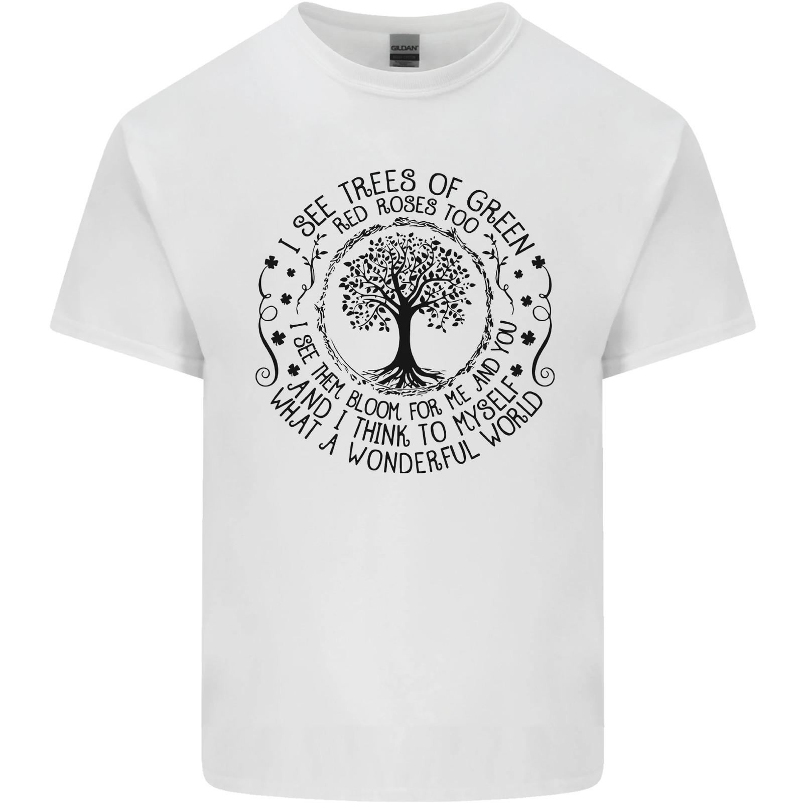 Trees What a Wonderful World Environment Mens Cotton T-Shirt Tee Top S разноцветный