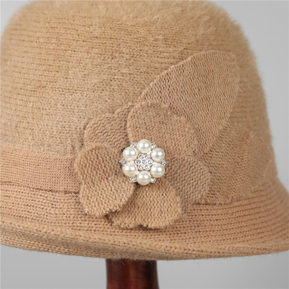 Elegant Mom Hat Ladies Autumn Warm Winter Knitted Basin Hat Old Lady Grandma Bucket Hat