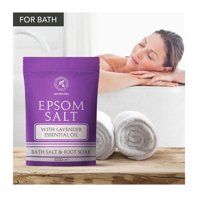 AROMATIKA Sel de Bain Epsom Avec Huile Essentielle de Lavande 1000 g