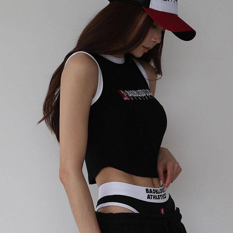 Camisole Short South Korea Badblood Outwear Base Embroidery Sleeveless American Sexy T-shirt for Women Trendy