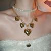 European & American Imitation Pearl Heart Pendant Baroque Necklace for Women