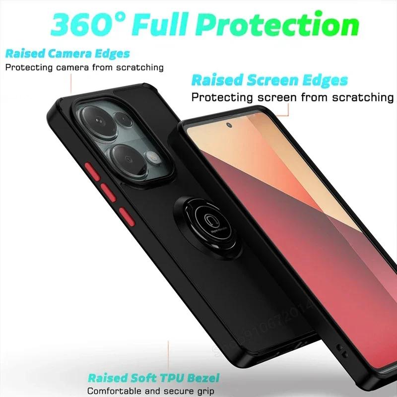 Magnetic Matte Ring Holder Case for Redmi Xiaomi 14T 12T Note 12 13 Ultra  Pro Plus 14 13C 14C X6 4 5G  Deluxe Shockproof Cover