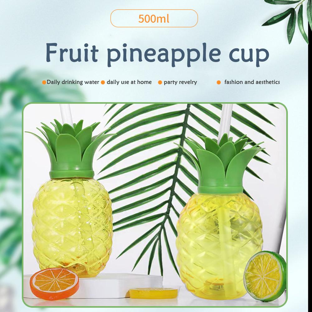 3/6pcs Plastic Strawberry Pineapple Drinking Cup with Straw Drinking Juice Cup Tropical Summer Cups Hawaiian Summer Party Cup