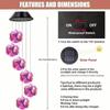 New Solar Powered Color Changing Pink Embroidered Ball Flower Wind Chime Light Waterproof Outdoor Night Light Hanging Solar Lamp
