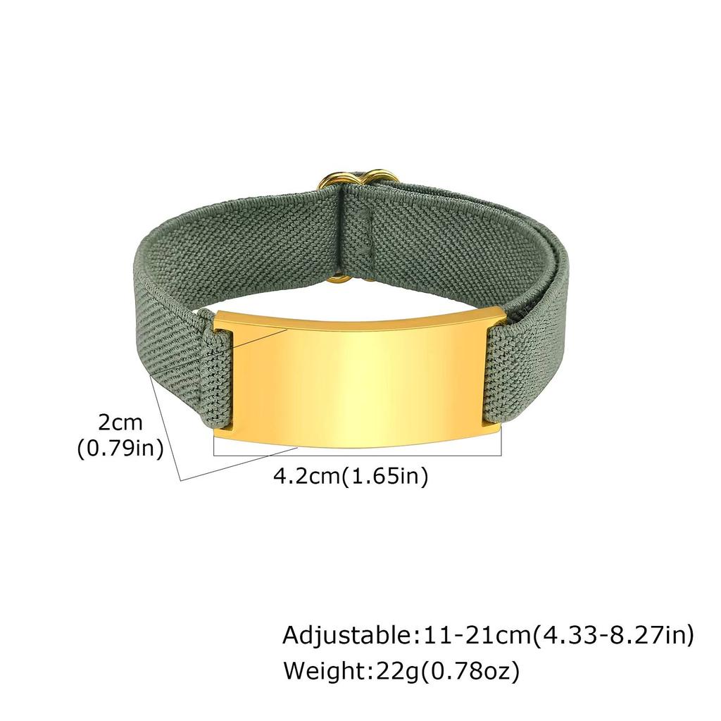 Vnox Free Custom Engraved Stainless Steel Elastic Bracelet for Men, Gold Plated Name Wristband, Adjustable Fabric Nylon Band New