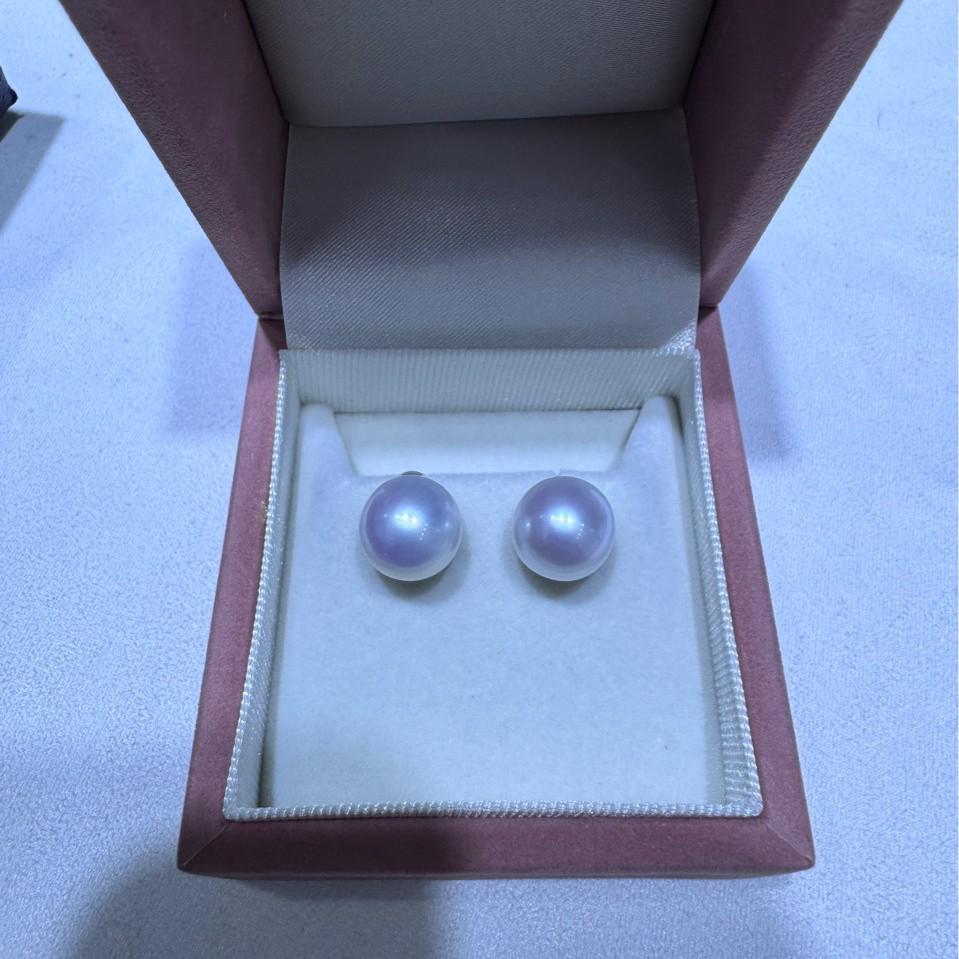 Freshwater AK Pearl Light Luxury 10mm Stud Earrings, Mirror Finish, S925 Sterling Silver