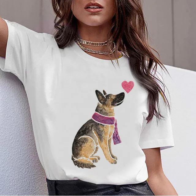 Dachshund Pug Teckel Cute Dog T-shirt Women Kawaii Harajuku Tops Female Summer Aesthetic Clothes Ropa XS-4XL Mujer