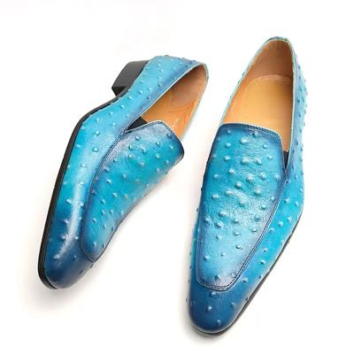 Fashion Fashion Blue Loafer Shoes for Men New Design Slip-on Mens Dress Shoe Premium Leather Daily Wearing Casual Comfortable Party Shoe