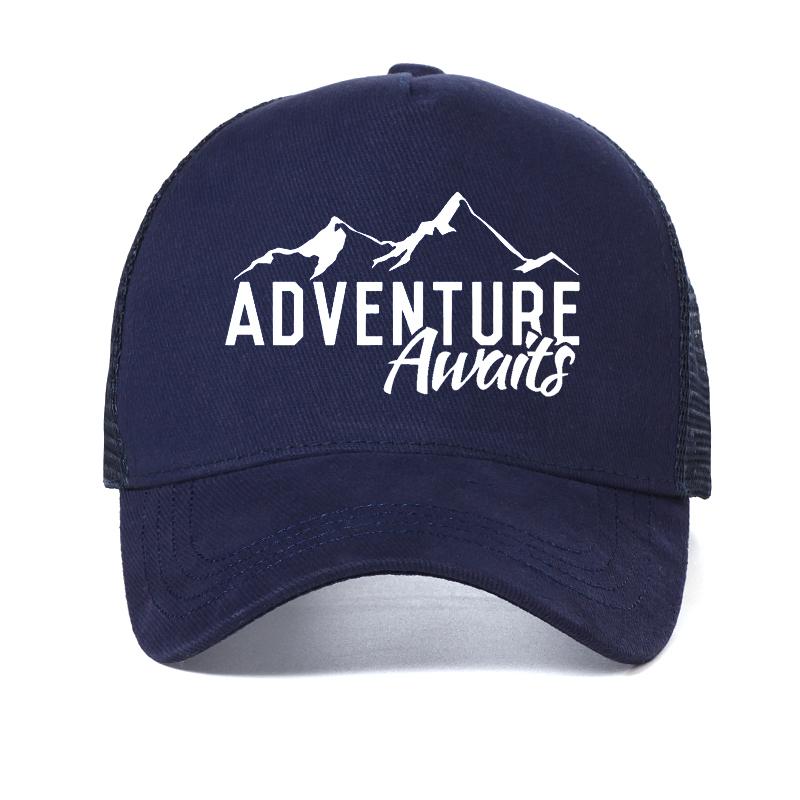 Adventure Awaits Letter men baseball cap men outdoor Travel Breathable mesh trucker hat adjustable Casual Snapback Hats