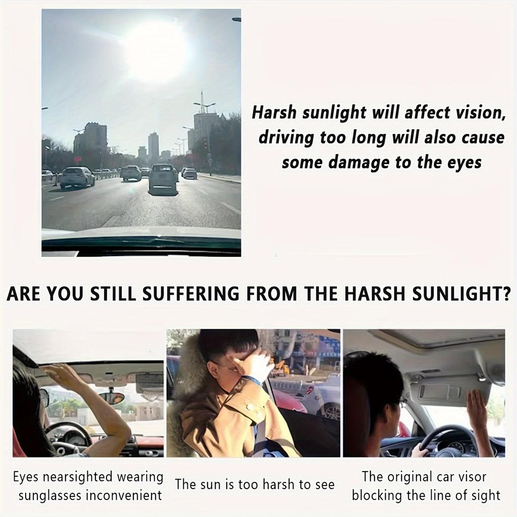 Anti glare polarized car sun visor extension, blocking stray light, reducing snow blindness and ultraviolet rays, easy to install on all vehicles