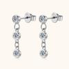 Long Tassel Moissanite Drop Earrings For Women 3mm 3 Stone Full Moissanite Diamond Earring 925 Silver Plated 18K Gold Jewelry