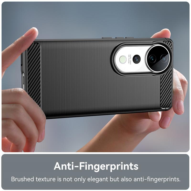 Für Vivo V40 5G Hülle Für Vivo V40 Hülle 6,78 Zoll Kohlefaser Stoßfest Silikon Bumper Für Vivo V40 Fundas