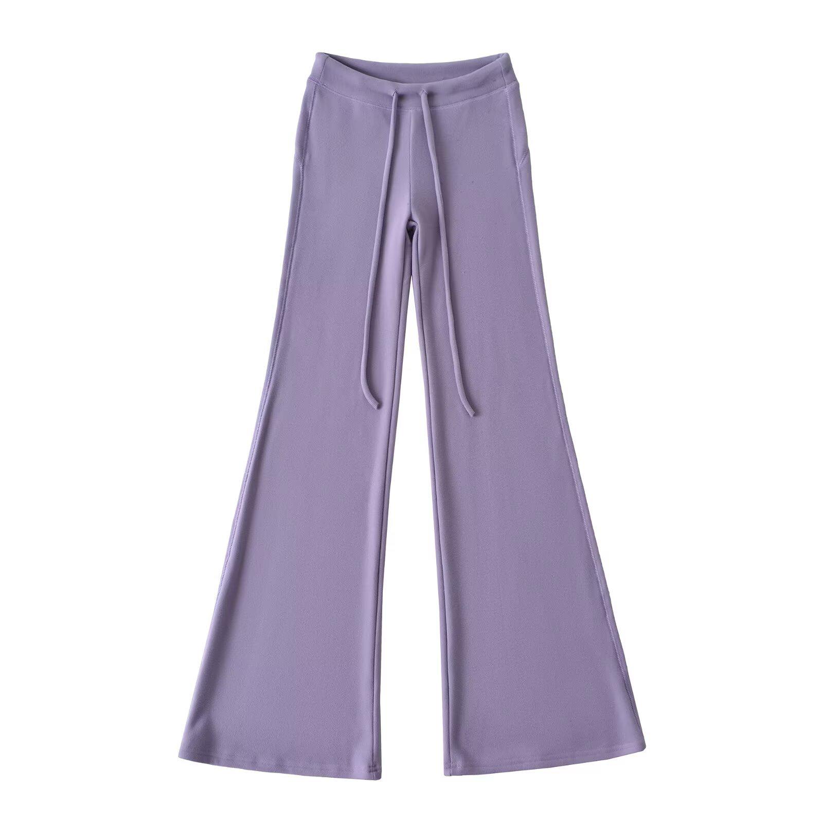 

Trendy Women s Fleece Yoga Sweatpants with Drawstring Waist and Micro-flare Design Small лиловый/фиолетовый