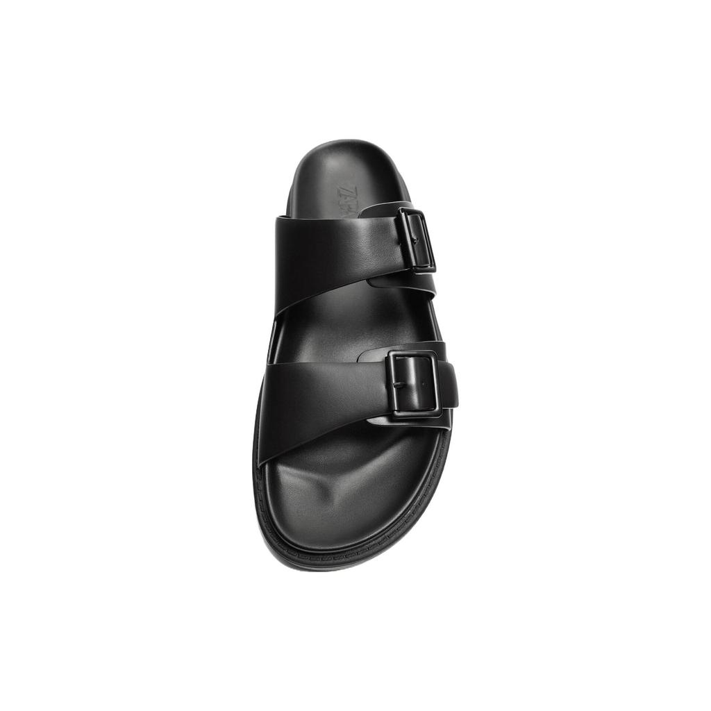 Zara Round Toe Slip-On Rubber Sole Silent Slide Sandals Men Sandals Black 2700120800