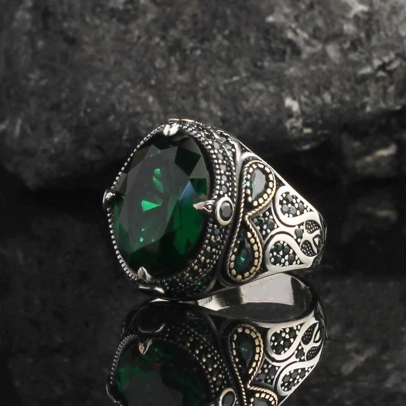 New atmospheric men s ring retro style, fashionable personalized accessories 6 зелёный