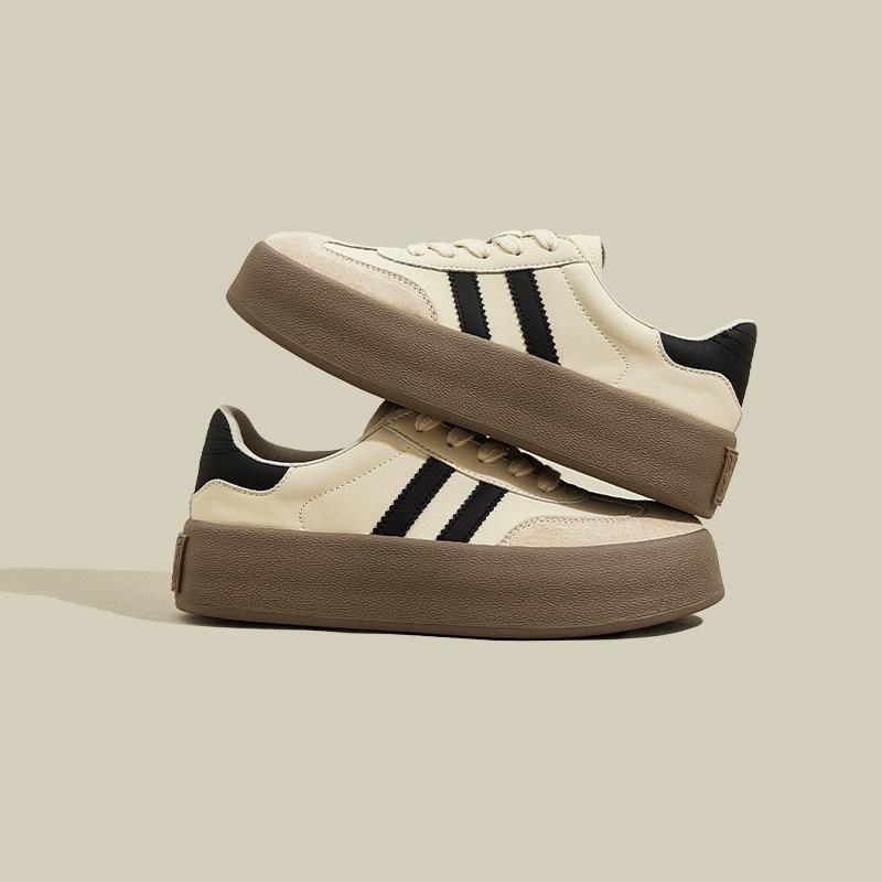 Platform Casual Board Shoes Women's Spring 2025 New Leather Versatile Height Increase Soft Sole German Training Shoes Women's Sports Shoes