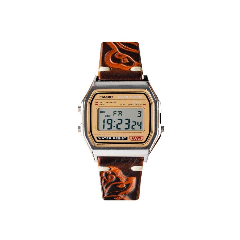 CASIO Unisex Coffee Watch A158WEA-9JF(Watch8--) Cashew Nut Stylish