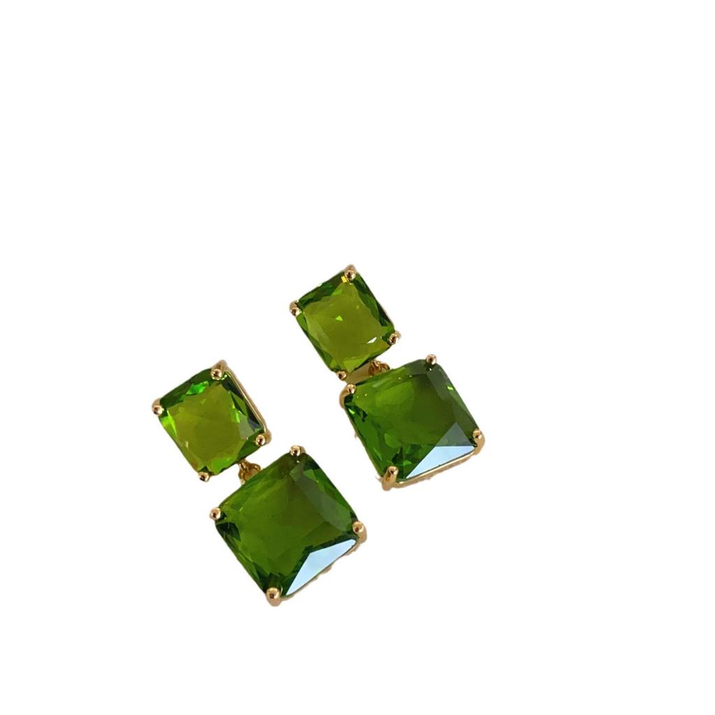 The Wizard of Oz Retro Crystal Square Earrings In French Hong Kong Style
