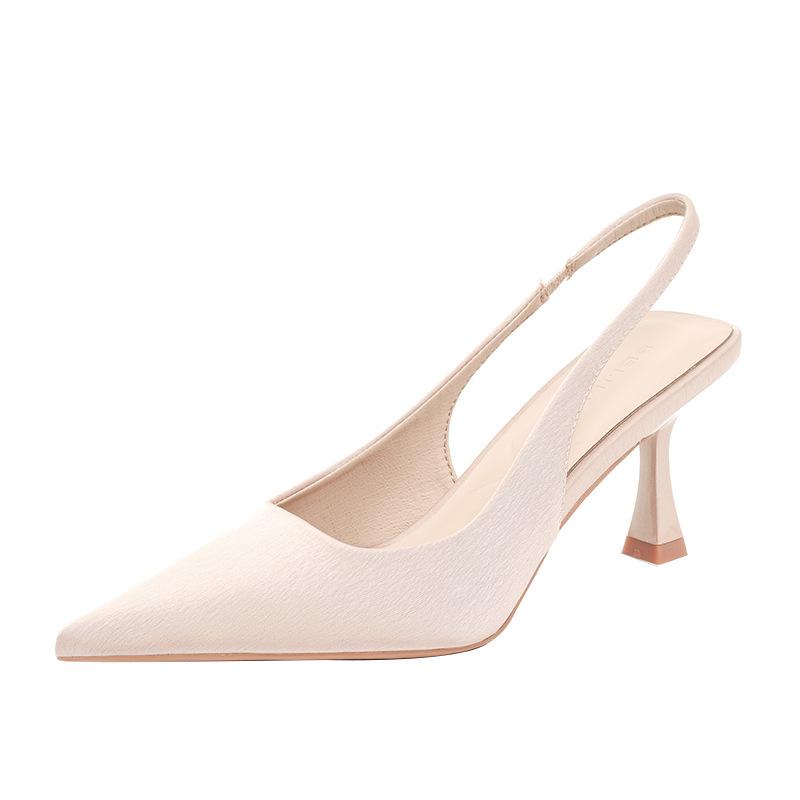 Temperament high heels women's thin heels pointed sandals bag head back strap solid color spring and summer new models