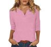 2025 Women's V-Neck 7-Point Sleeve Solid Color T-Shirt