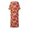 Women Round Neck Plus Size Ruffle Short Sleeve Floral Print Dresses