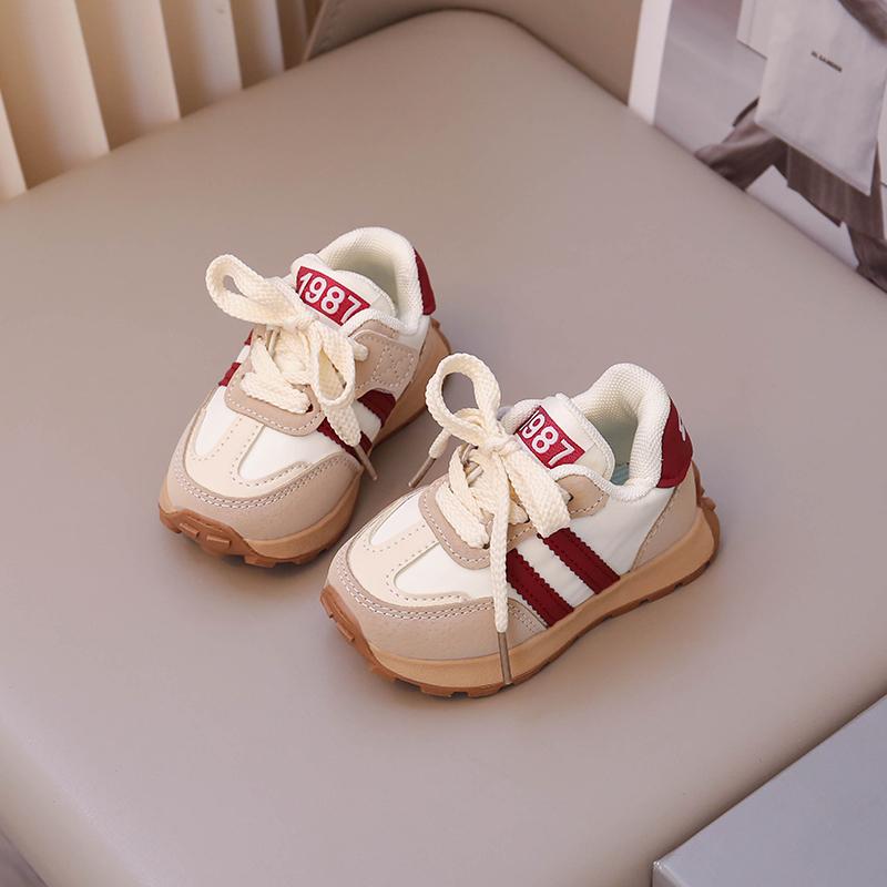 Kids Sneakers Toes Capped Striped Trendy Boys Girls Fashion Casual Shoes 2025 Spring Autumn New Children Running Shoes Non-slip