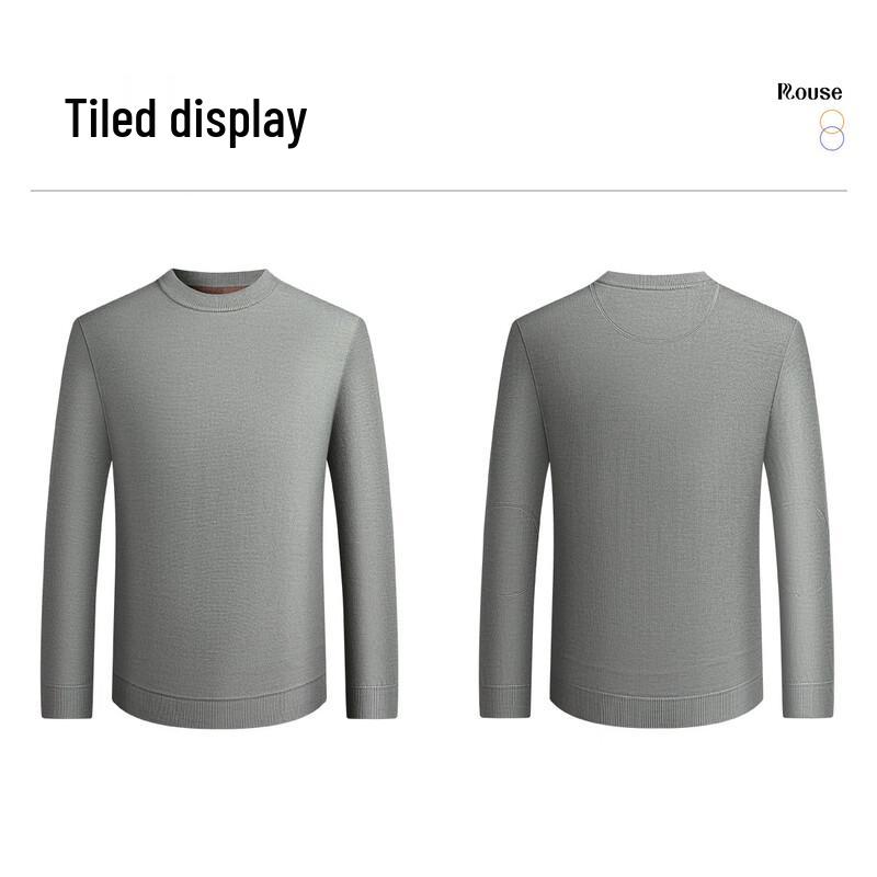 LUOZI Men's 100% Wool Saddle Shoulder Crew Neck Sweater