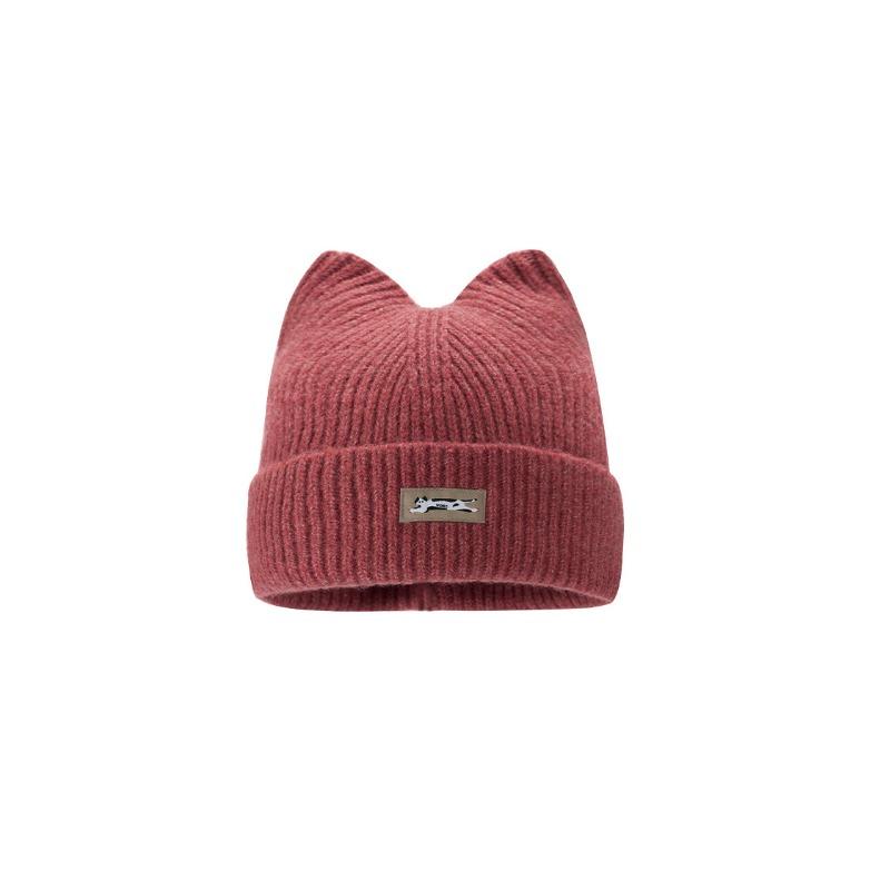 New cute cat ear wool hat women's autumn and winter warm versatile face small sticker knitted ear hat