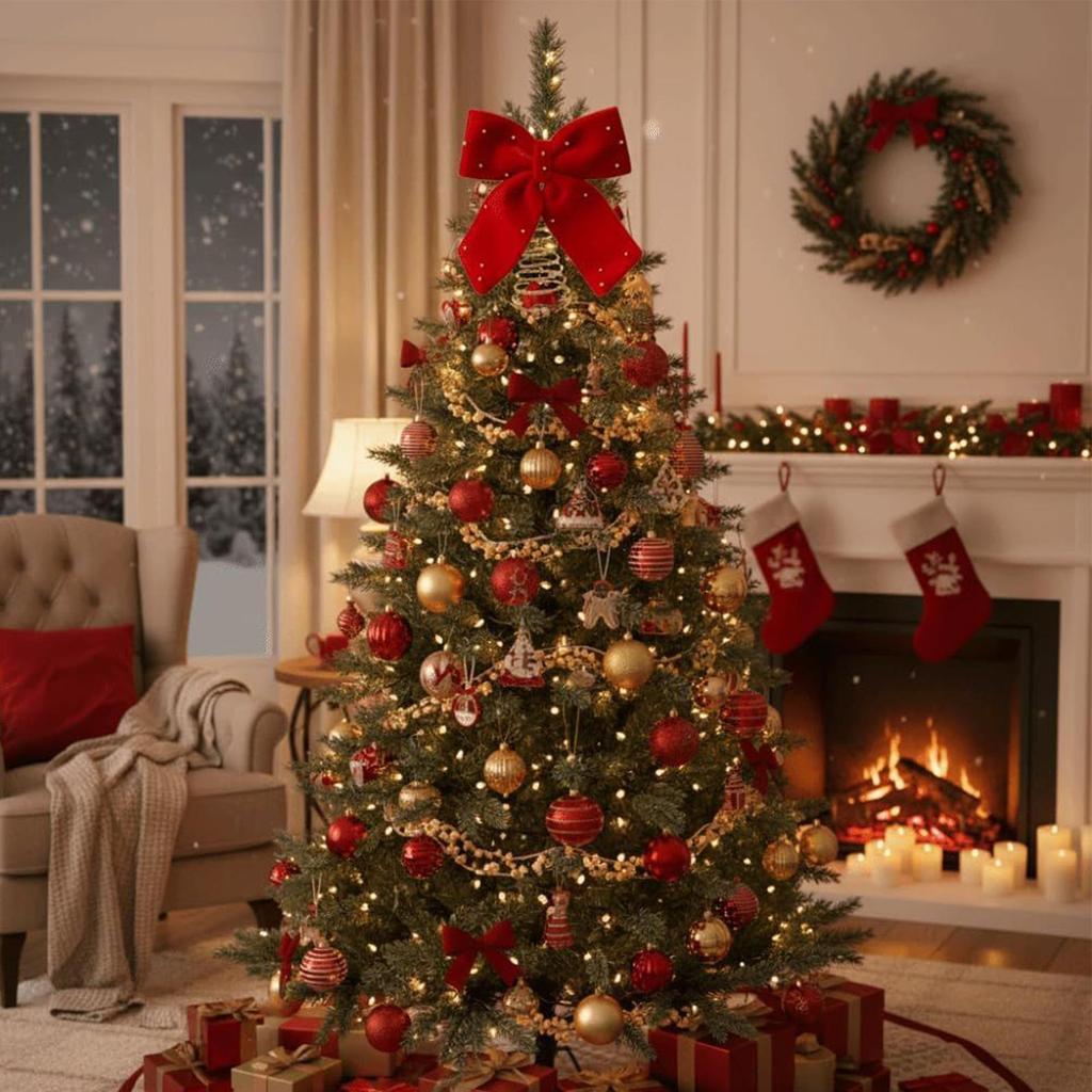 Christmas Tree Topper Bow Velvet Large Ornaments Velvet Bows Christmas Tree Decorations For Indoor Outdoor Party Home Decor