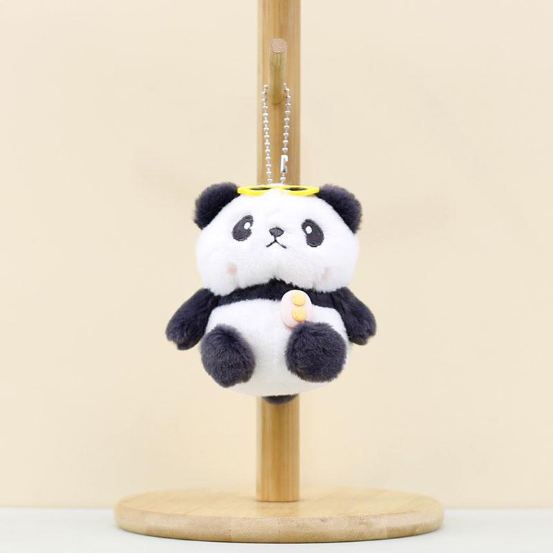 Adorable Plush Panda Keychain Cute Soft Toy With Sunglasses Fun Bag Accessory