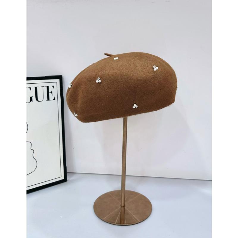 25 early autumn new silver silk rhinestone beret hat wool elegant knitted hat tide