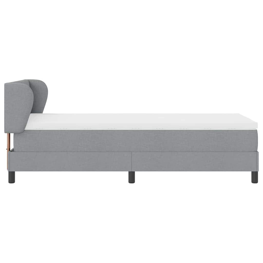 Box Spring Bed with Headboard Light Gray 100 X 200 Cm Fabric