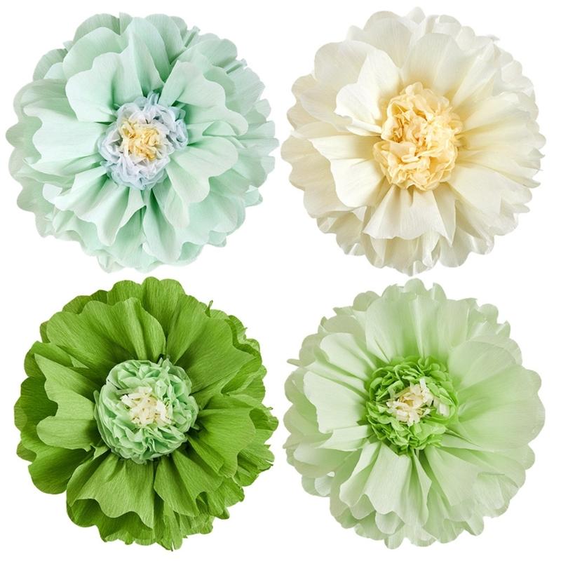 

4Pcs Tissue Paper Balls 50cm Paper Flower Decoration for Wedding Bridal Showers Baby Showers Birthday Decoration зелёный