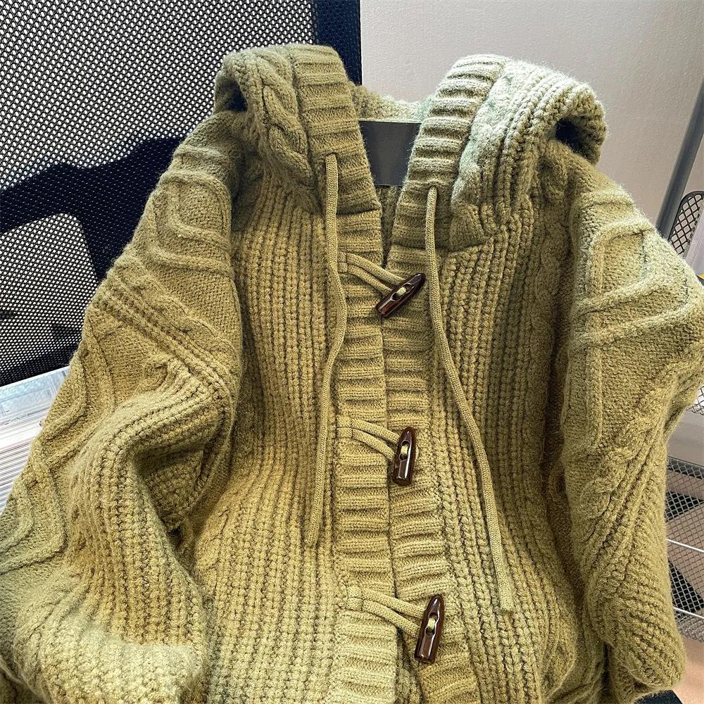 Podzimní dámské kardigany s kapucí Dámské Čisté Vintage Jemné Měkké Volnočasové Streetwear Studenti Mladé Jednoduché Svetry Korejský Styl