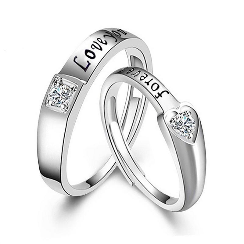 S/Sets Love Heart Matching Couple Rings For Women Men Lover Forever Endless Love Wedding Ring Valentine'S Day Dating Jewelry