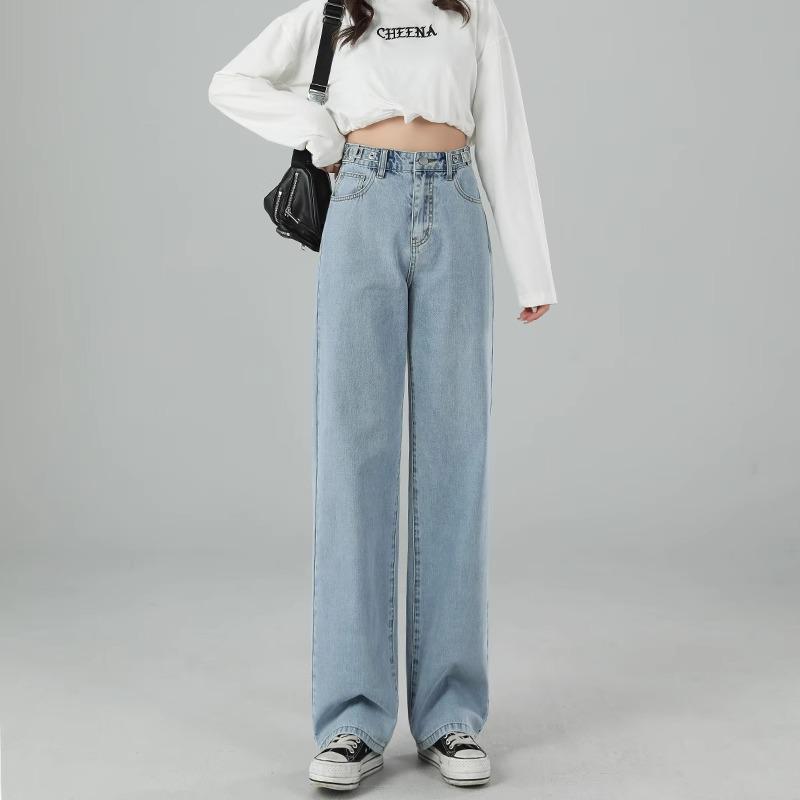 

Женские джинсы с высокой посадкой и широкими штанинами - 2025 Petite Slim Fit, длиной до пола, прямые, свободный крой XL