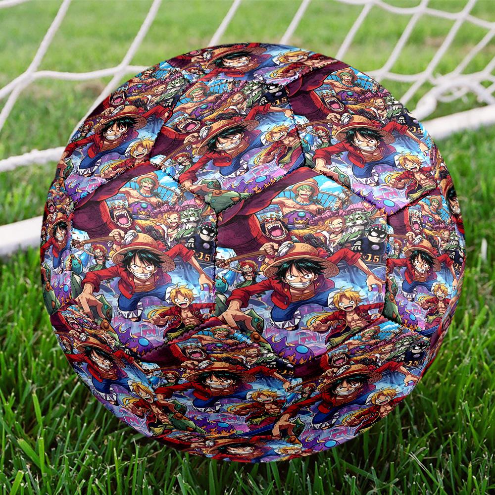 One Piece Print Size 5 Soccer Ball, Standard Match Football for Sports Game and Team Practice, Ideal Gift for Soccer Fans
