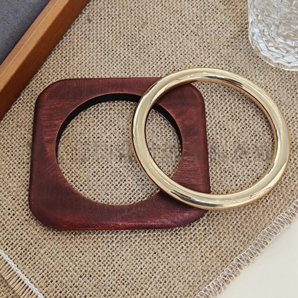 

Vintage Punk Coffee Black Wood Bangles Fashion Hip Hop Round Metal Geometric Wide Bangles Women Men Bracelet Jewelry