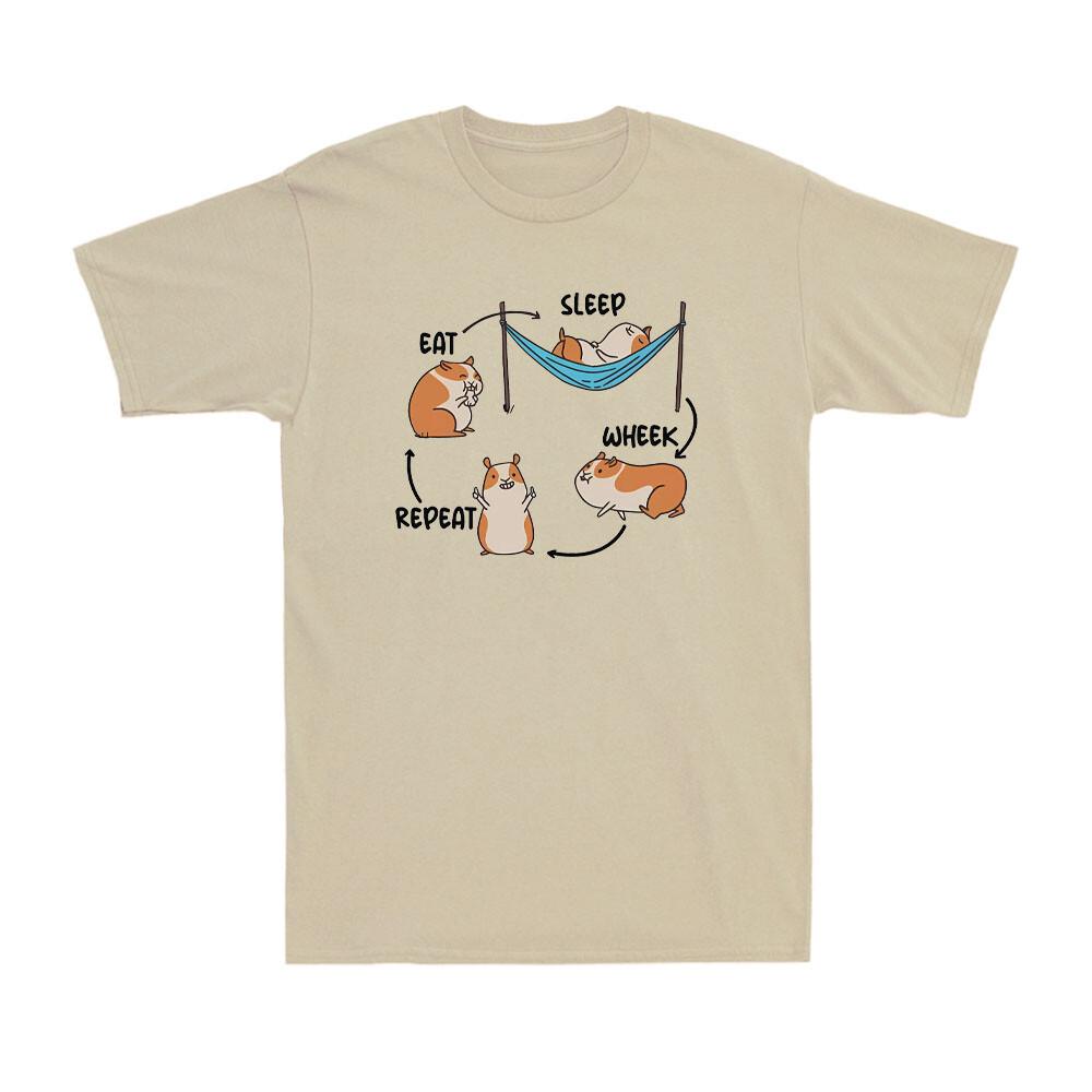 Hamster Eat Sleep Wheek Repeat Funny Cute Hamster Animal Lover Men s T-Shirt L
