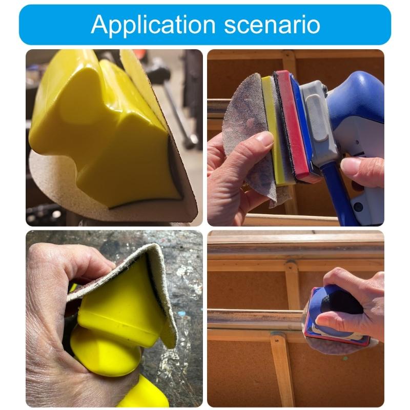 Hand Sanding Block Set Hook and Looping Interchangeable Assorted Shapes Handheld Sanding Pad for Woodworking