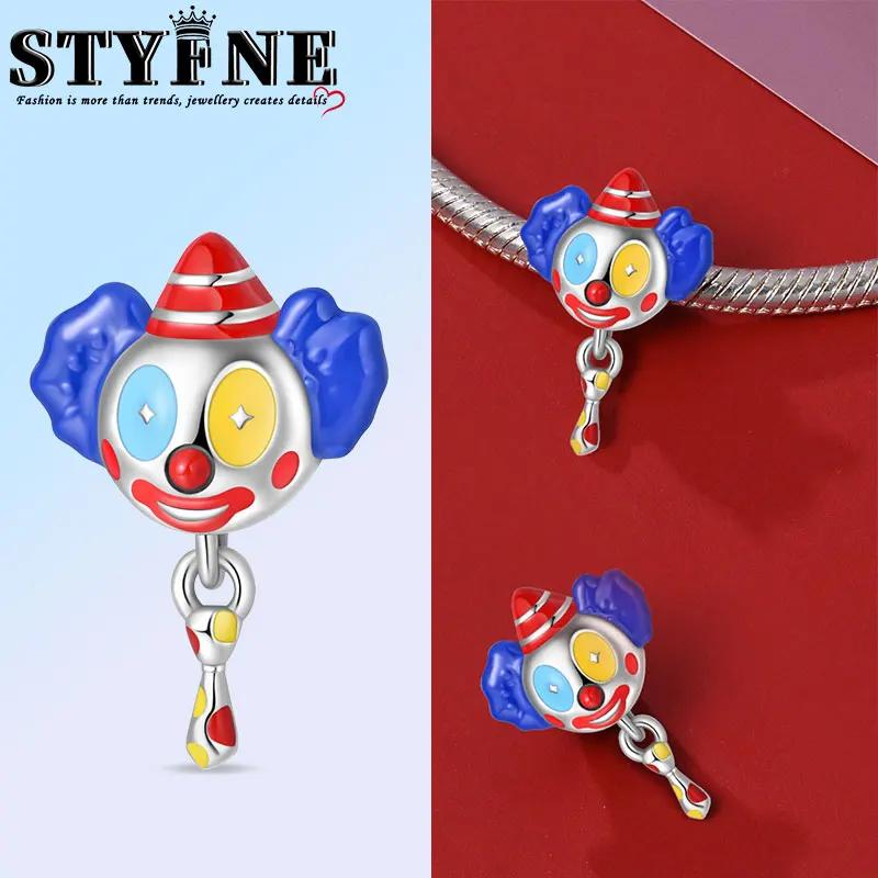 Anniversary Halloween Series Copper Circus, Clowns & Tickets Triple Dangle Charm Fits 3Mm Bracelet Funny Joker Beads Jewelry