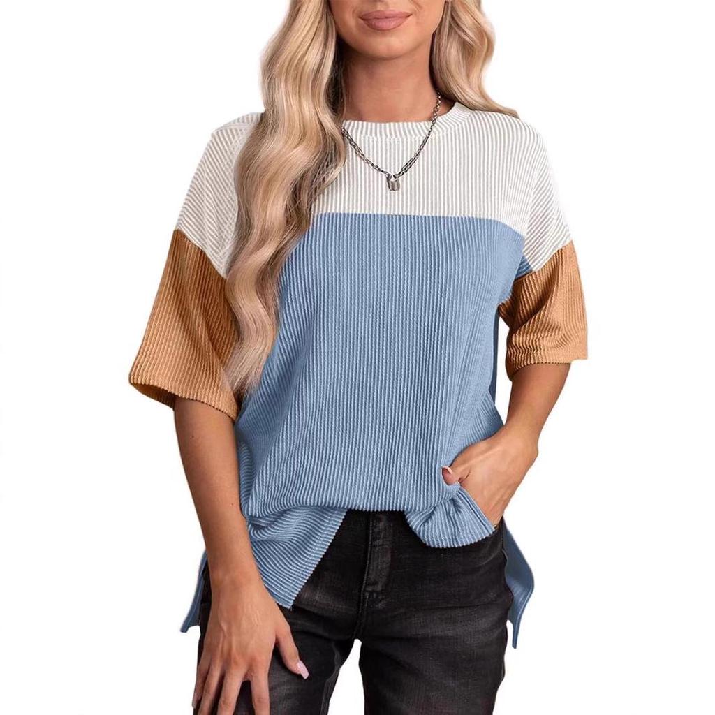 2025 Women's Versatile Round Neck Shirt - Stylish Three-Color Casual Top