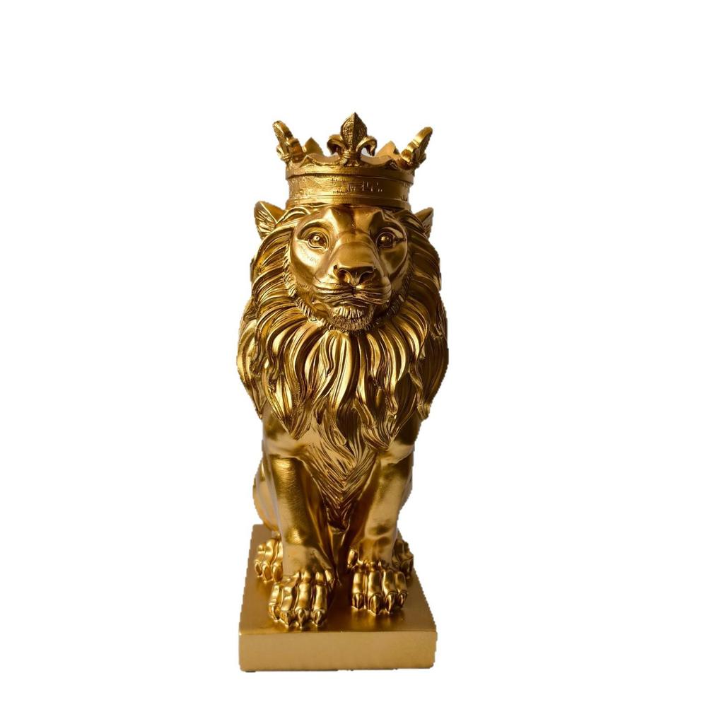 Crown Lion Handmade Resin Ornament: Creative Living Room or Bedside Gift Decoration.