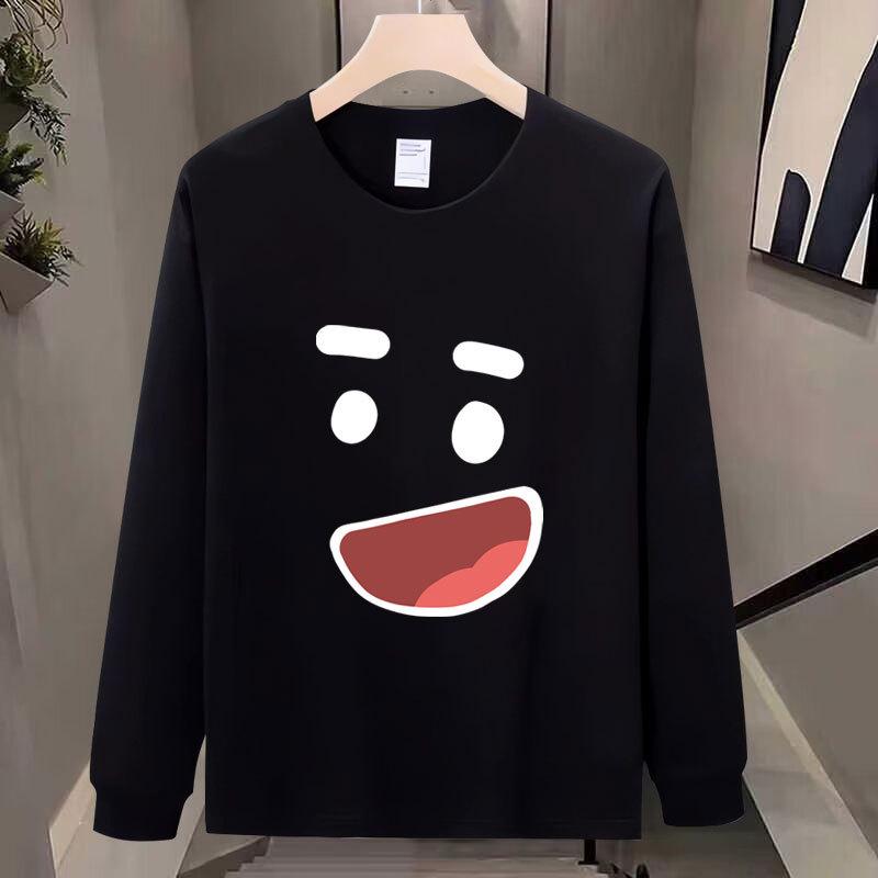 High-End Pure Cotton Men'S Trendy Long-Sleeved T-Shirt Bottoming Shirt Heavy Printing Men'S Clothing Simple And Versatile