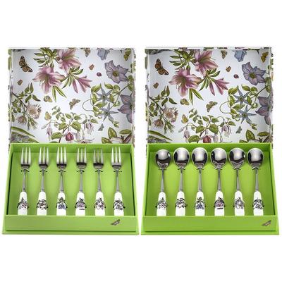 Juego de té cuchara de té y tenedor de té Portmeirion Jardín Botánico, 1 juego, cuchara de té 6p + tenedor de té 6p, vajilla popular coreana